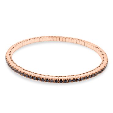 Rose gold elastic riviere bracelet with black diamonds 2.20 carats