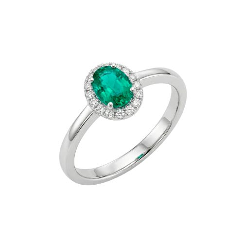 White gold and emerald ring