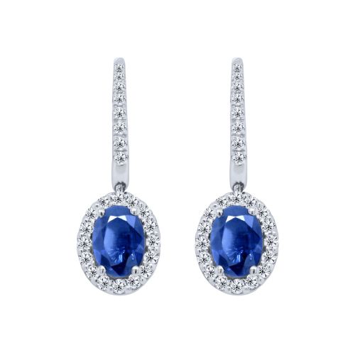 White gold earrings with 0.50 carats diamonds and 1.83 carats sapphires