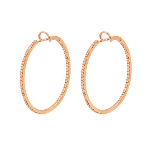 Rose gold hoop earrings and 0.96 carat diamonds