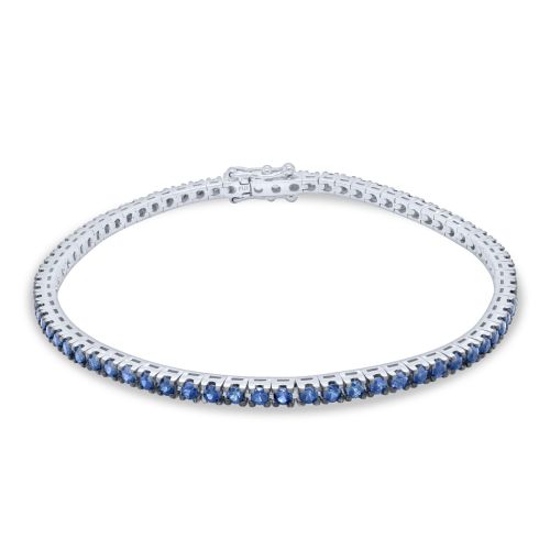 White gold riviere bracelet with brilliant-cut sapphires