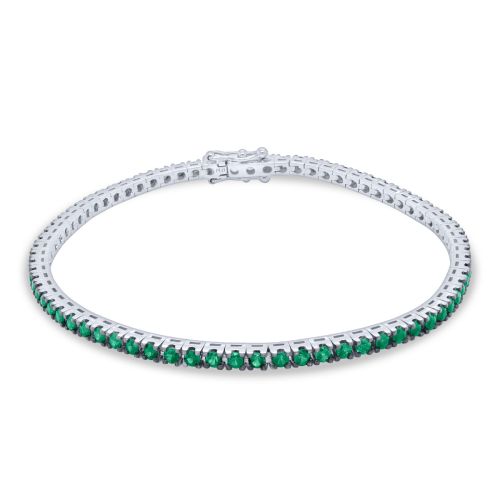 White gold riviere bracelet with brilliant-cut emeralds