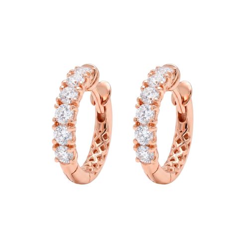 Hoop earrings in rose gold and 0.88 carat diamonds