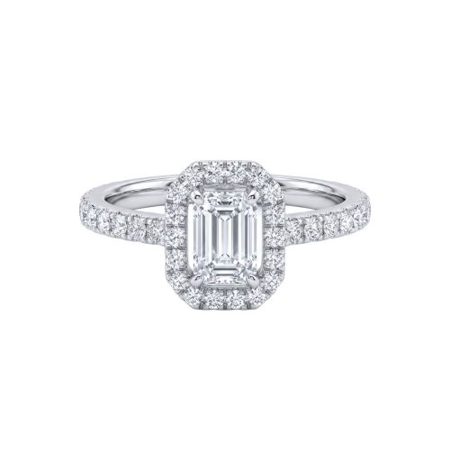 White gold emerald-cut diamond ring
