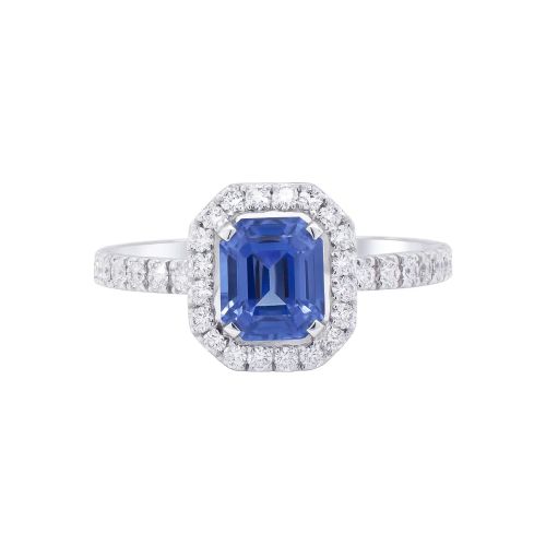 White gold ring and sapphire