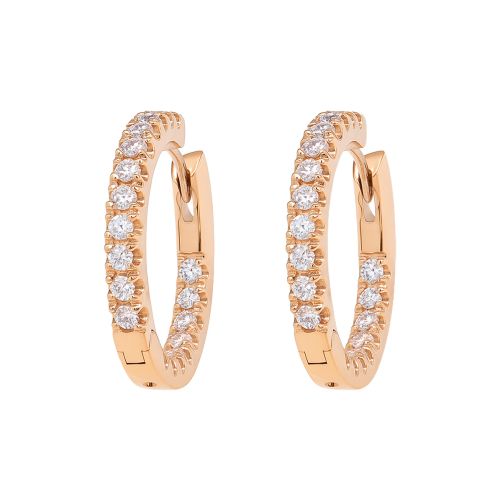 Pendientes de aro en oro rosa con diamantes 0.80 quilates