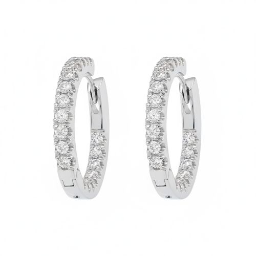 White gold hoop earrings with 0.80 carat diamonds