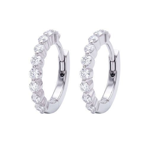 White gold and 0.4 carat diamond hoop earrings
