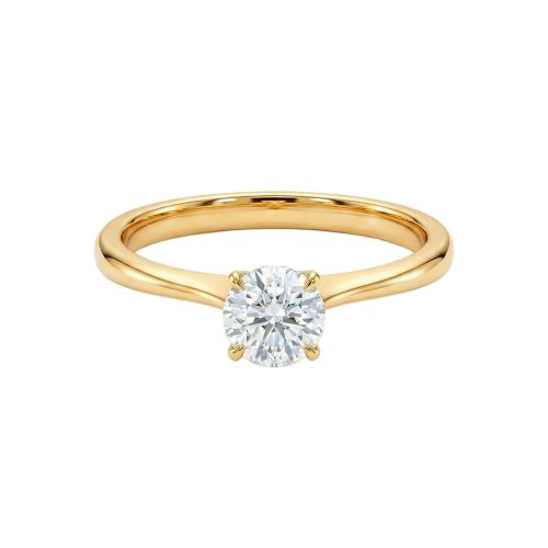 Yellow gold solitaire ring with 0.15 carat diamond