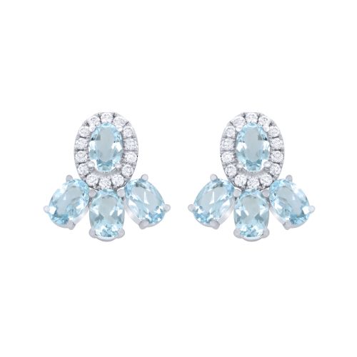 White gold earrings with 0.34 carat diamonds and 3.16 carat aquamarines