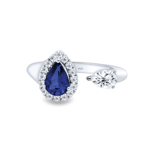 White gold ring with diamonds 1.10 carats and sapphires 1.83