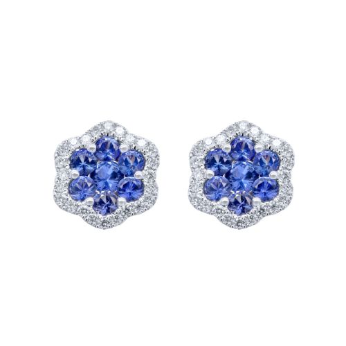 White gold earrings with 0.23 carat diamonds and 0.79 carat sapphires