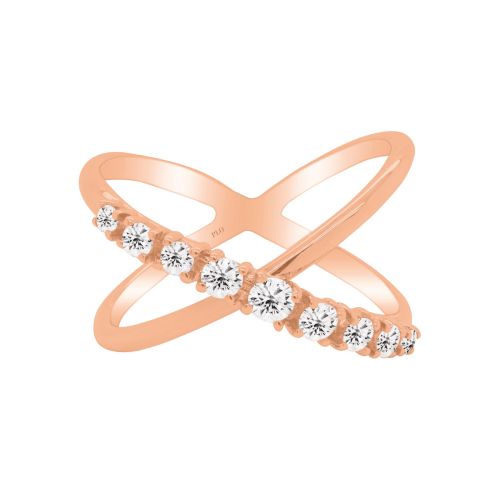 Rose gold ring with brilliant cut diamonds, 0.37 carats