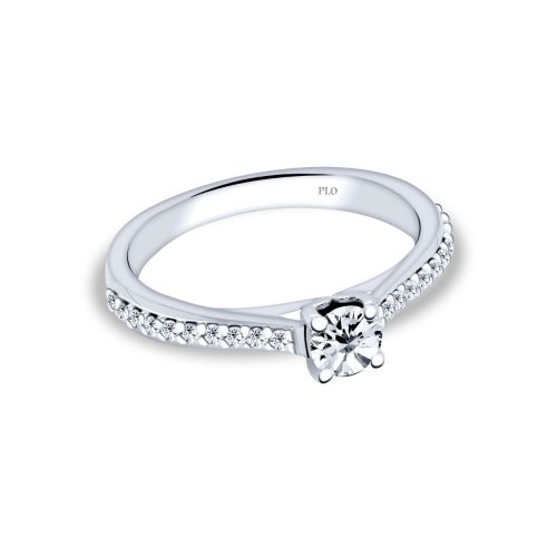 White gold engagement ring with central diamond 0.48 carats
