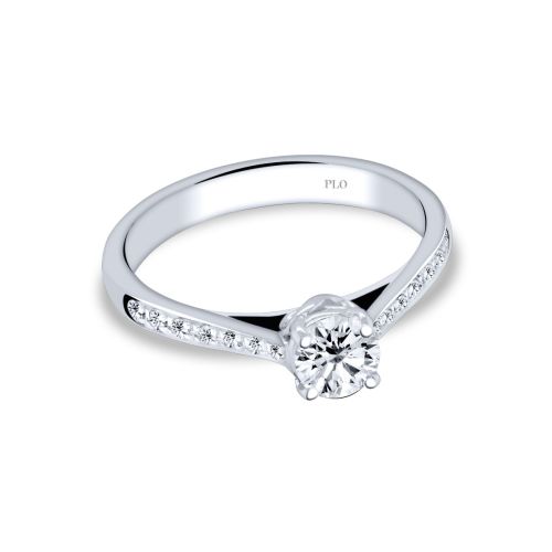 White gold engagement ring with central diamond 0.48 carats