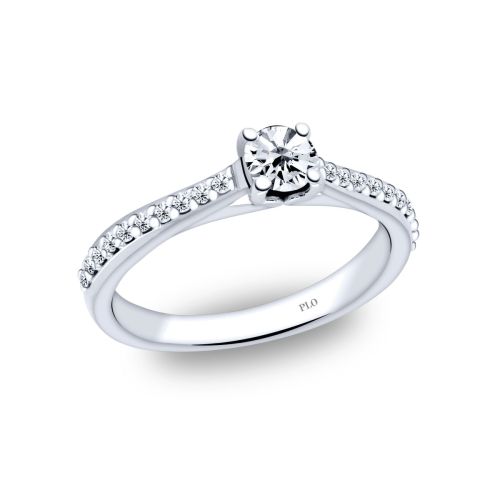 White gold engagement ring with central diamond 0.48 carats