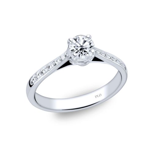 White gold engagement ring with central diamond 0.48 carats