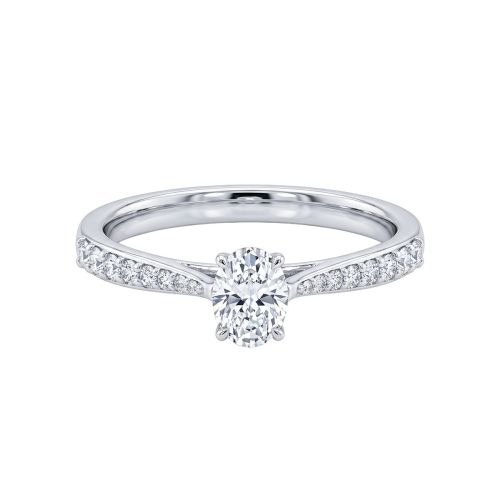 White gold solitaire ring with a 0.30 carat oval cut diamond