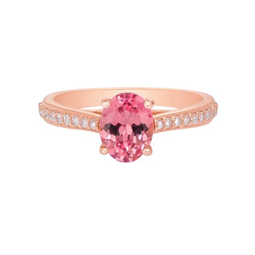 Rose gold ring with 0.17 carat diamonds and tourmaline
