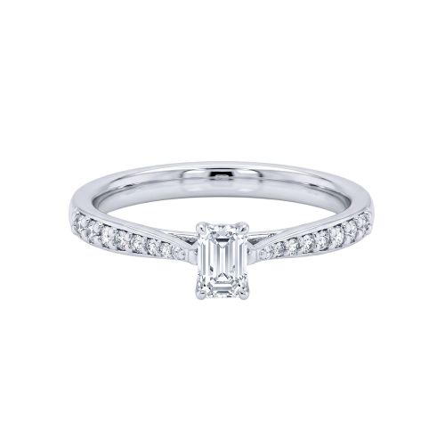 White gold solitaire ring with a 0.30-carat diamond