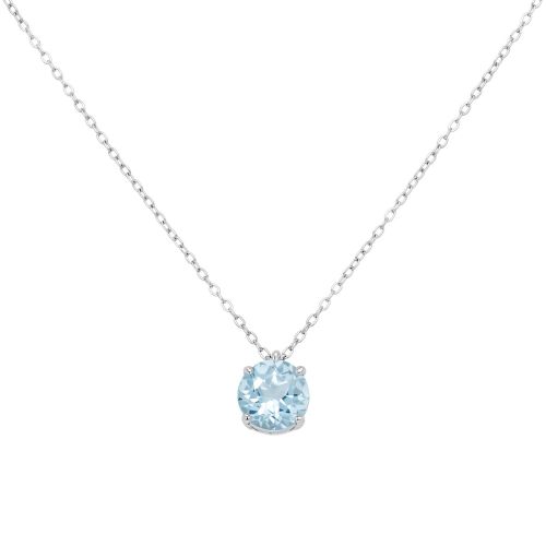 White gold necklace with blue topaz