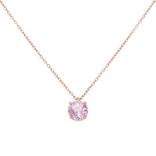 Rose gold necklace with pink kunzite