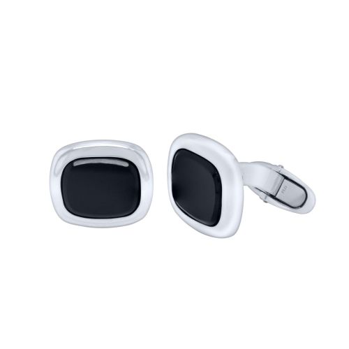 White gold and onyx square cufflinks