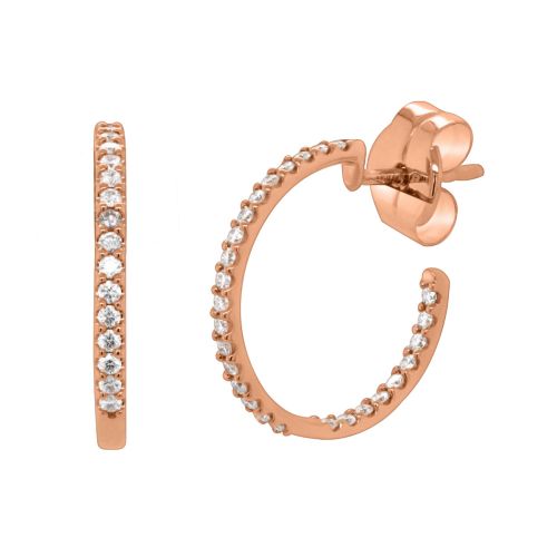 Pendientes de aro en oro rosa y diamantes 0.54 quilates