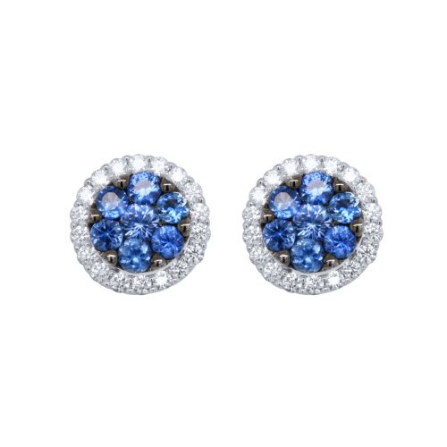 Pendientes de oro blanco, zafiros 0.62 y diamantes 0.25