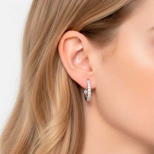 White gold hoop earrings with 0.44 carat diamonds