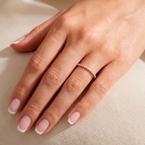 Rose gold eternity ring with 0,08 carat white diamond 2730574