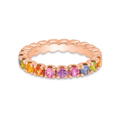 Rose gold ring with multicolored sapphires 1.17 carats