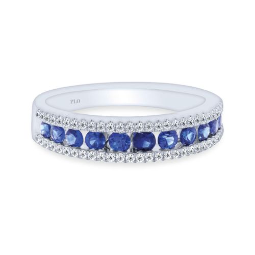 White Gold Ring with 0.20 Carat Diamonds and 0.61 Carat Sapphires
