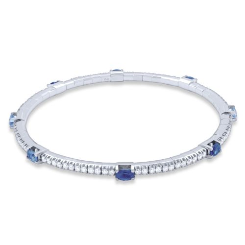 White gold bracelet with 1 carat diamonds and 1.40 carats sapphires