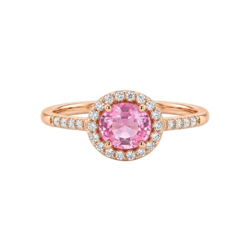 Rose gold ring with 0.13 carat diamonds and 0.60 carat pink sapphire