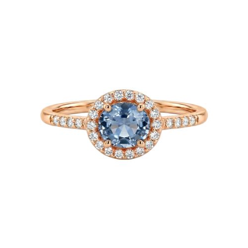 Rose gold ring with 0.13 carat blue sapphire and 0.55 carat diamonds
