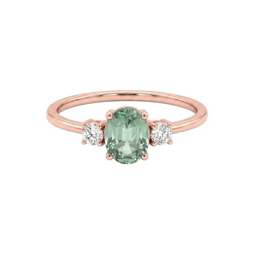 Rose gold ring with 0.13 ct diamonds and 0.60 ct sapphire