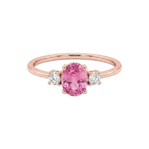 Rose gold ring with 0.13 ct diamonds and pink sapphire