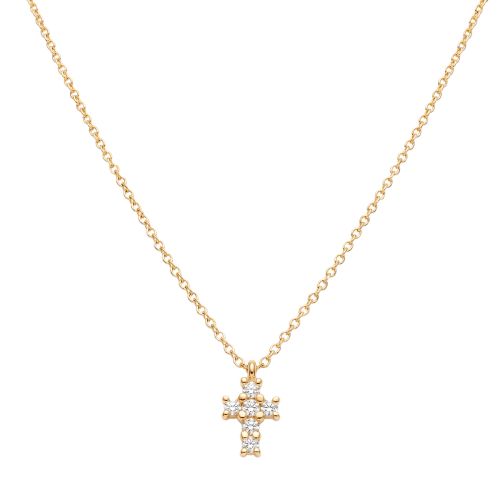 Yellow gold pendant with 0.09 carat diamond cross