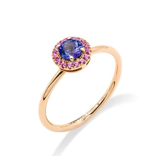 Mattioli Cupido rose gold ring with tanzanite and pink sapphires MAN098R201A