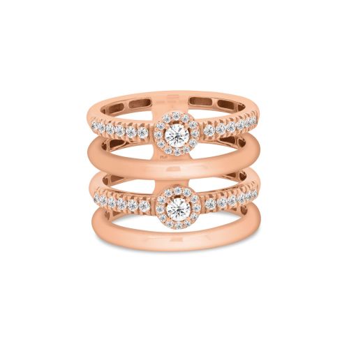 Rose gold ring with brilliant cut diamonds, 0.55 carats