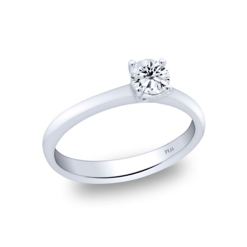 Solitaire ring in white gold and 0.40-carat diamond