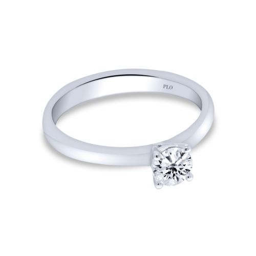 Solitaire ring in white gold and 0.40-carat diamond