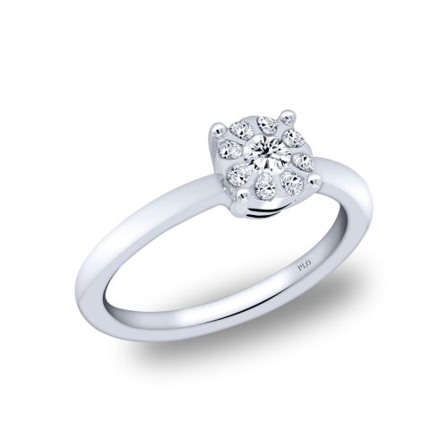 White gold solitaire ring with diamonds