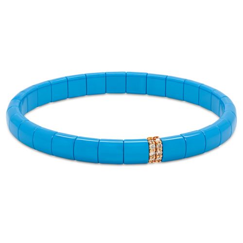 Bracelet in blue ceramic, rose gold and diamond
