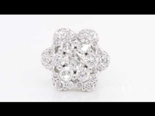 White Gold Flower Earrings with 0.90 Carat Diamonds