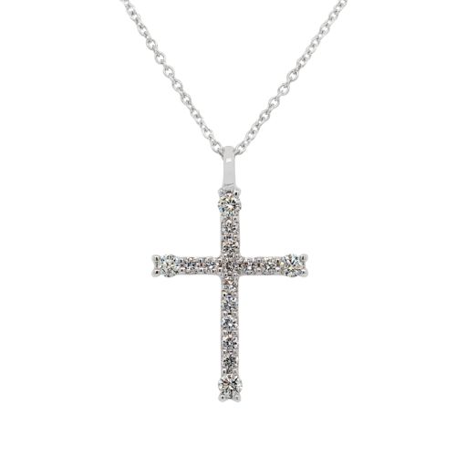 Cross pendant in white gold and 0.18 carat diamond