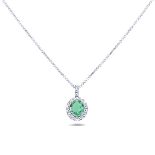 White gold pendant with diamonds and emerald 0.30 carats