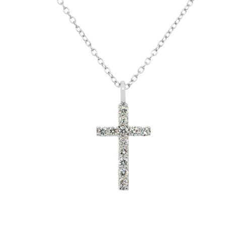 White Gold Pendant with a brilliant cut diamond cross 0.10 carats