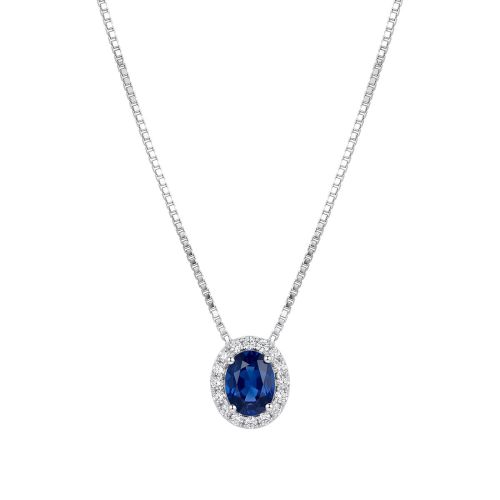 White gold necklace, 0.5 diamonds and 0.43 sapphire 2730572